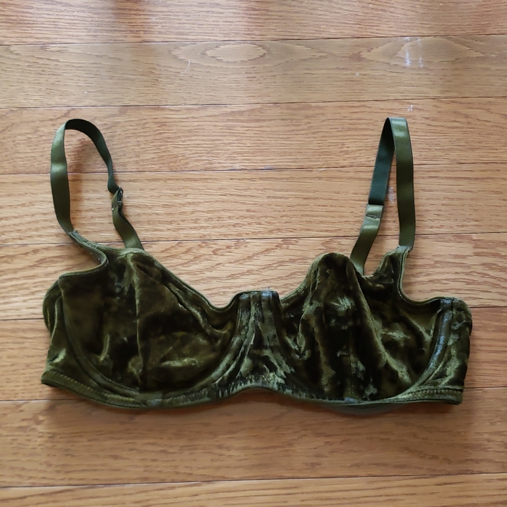 34C Green Felt Victoria's Secret Lounge Bra